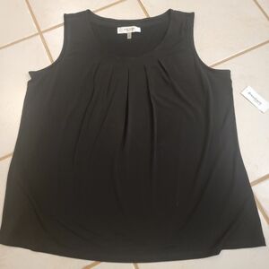 NEW!! JONES STUDIO SEPARATES Sz XL 1X Sleeveless Career Blouse Gathered Black